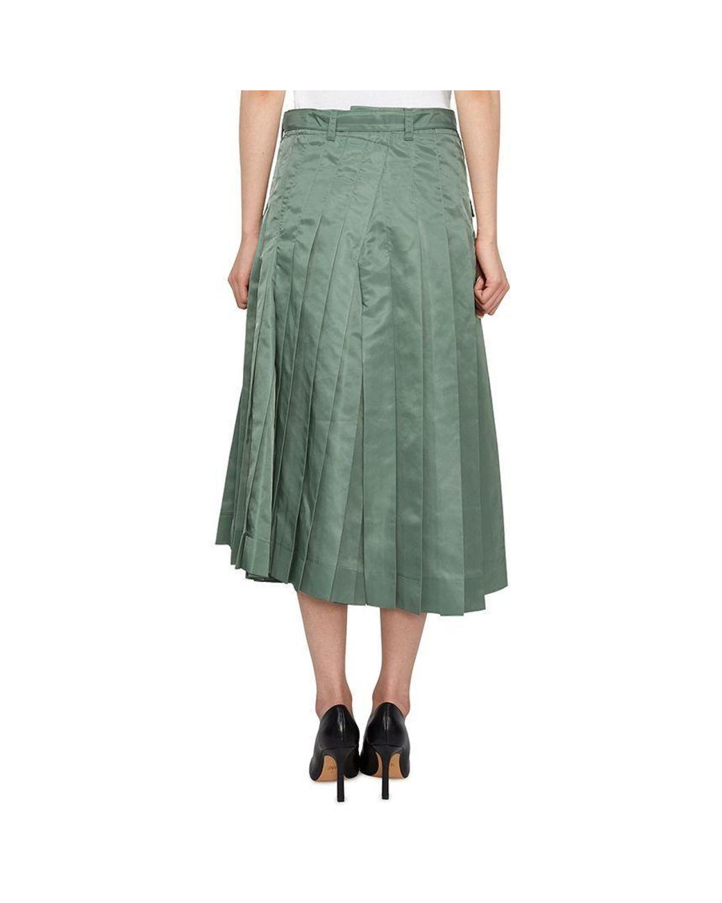 Sacai Green Pleated Skirt