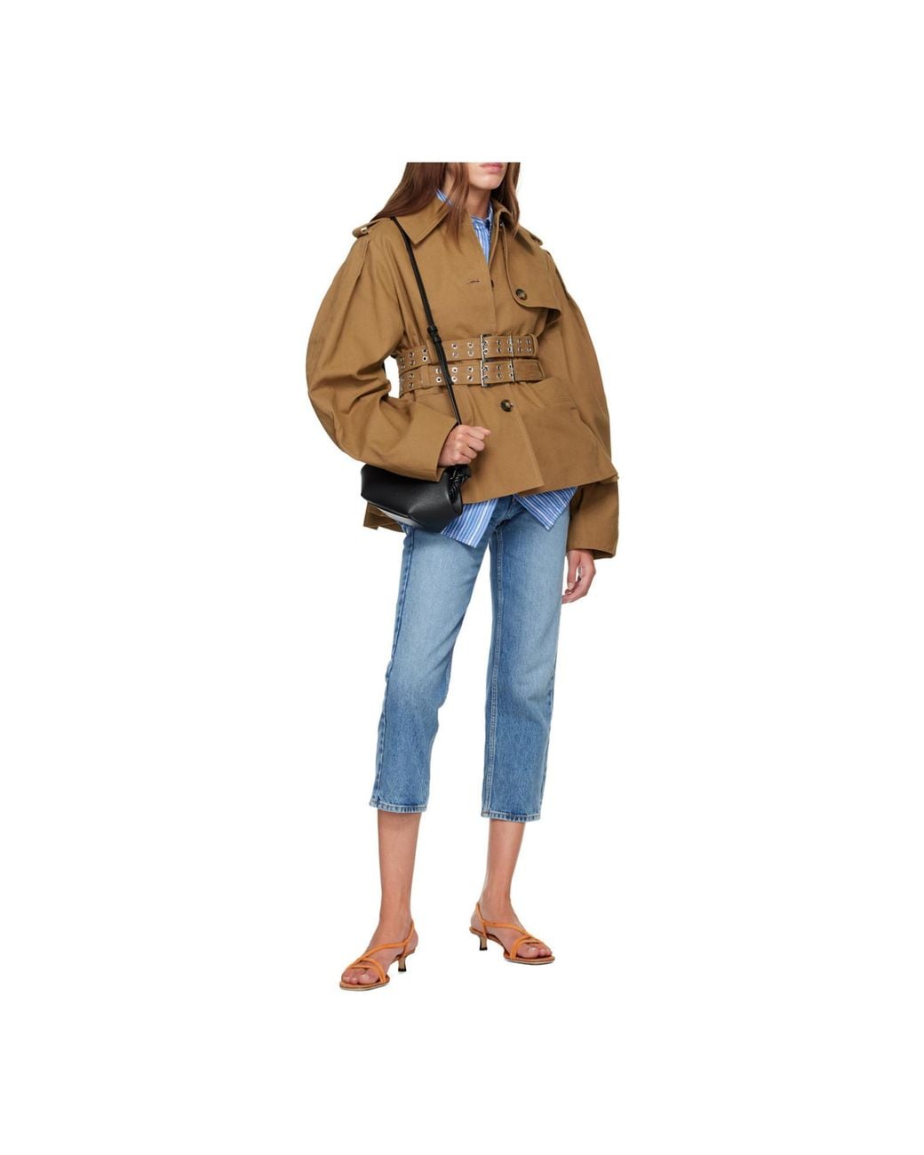 Ganni Brown Ermine Belted Jacket