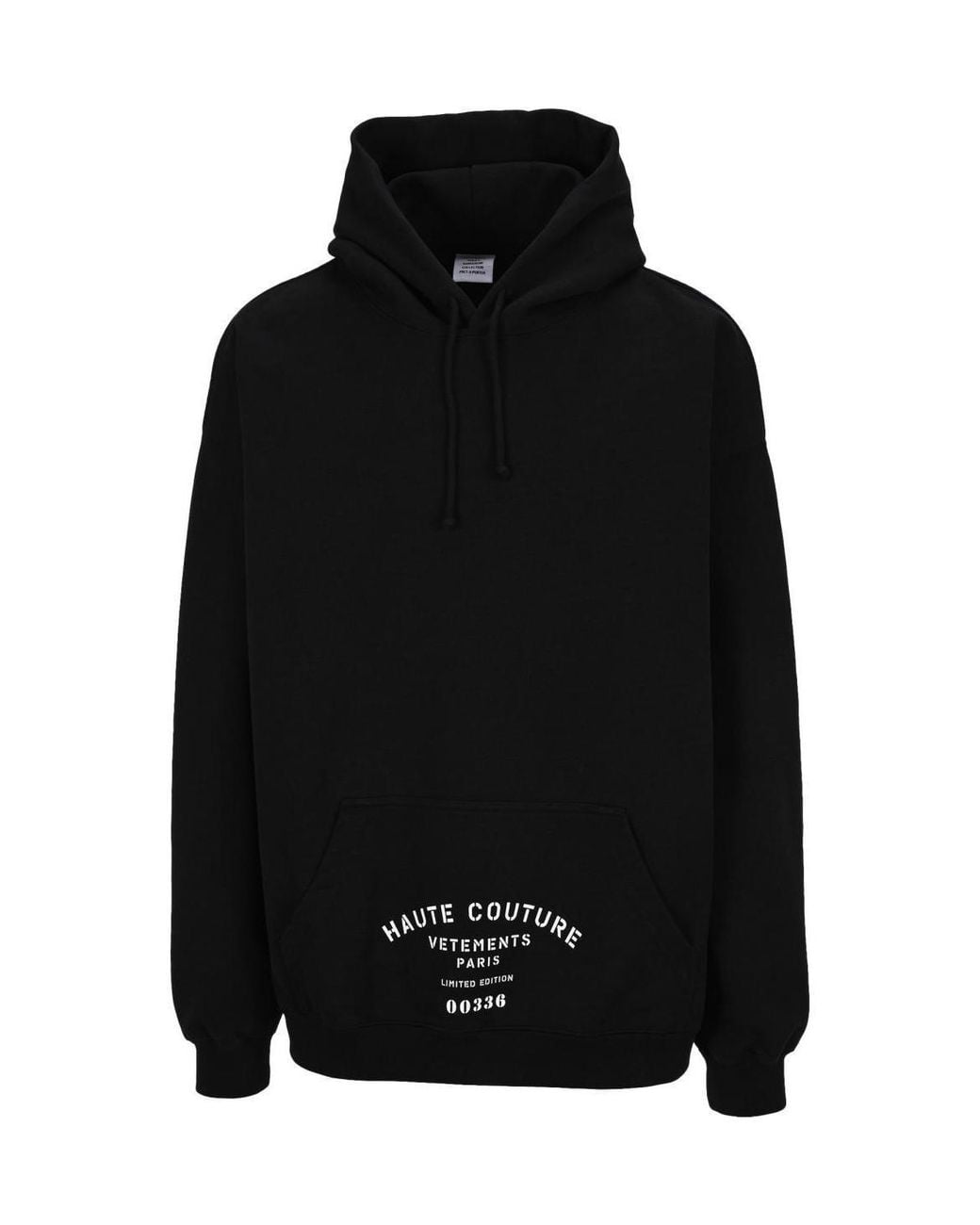 Vetements Black Logo-Print Pocket Hoodie for men
