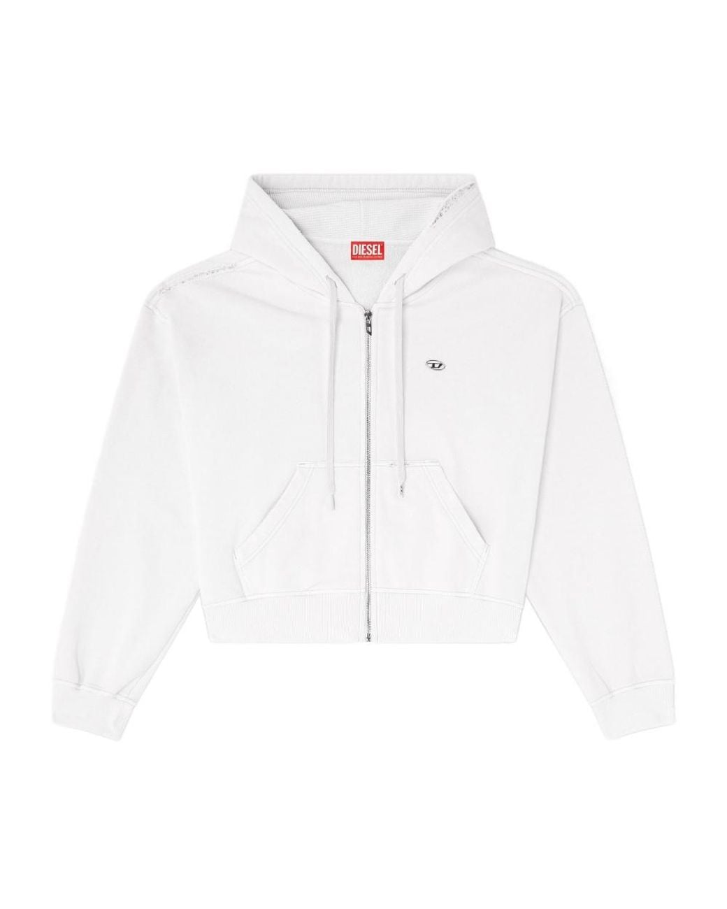 DIESEL White F Elycy Embellished Zipped Hoodie