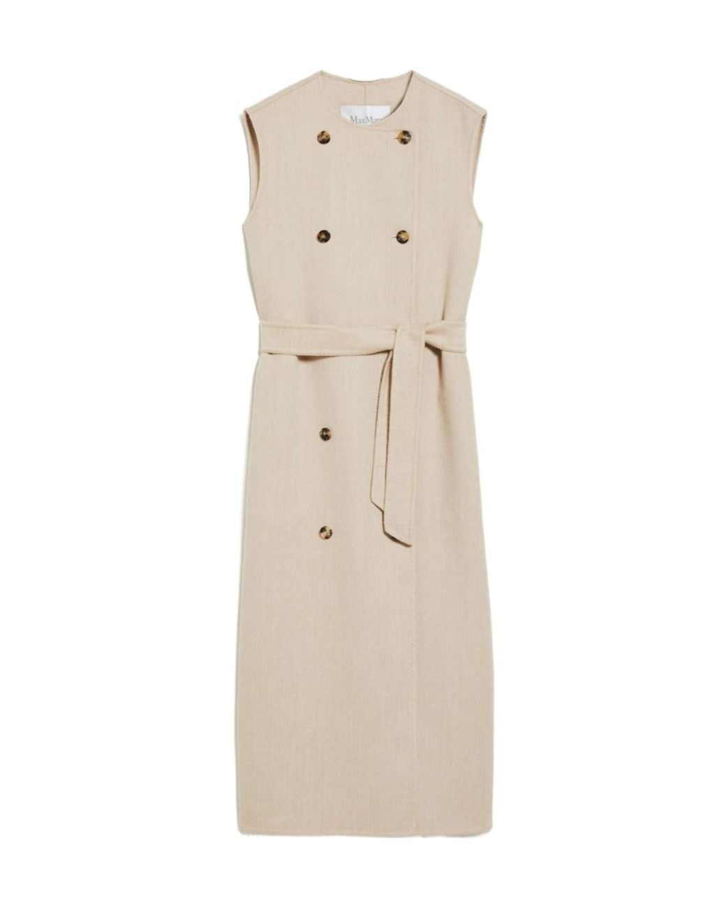 Max Mara Natural Plava Double-Breasted Belted Coat