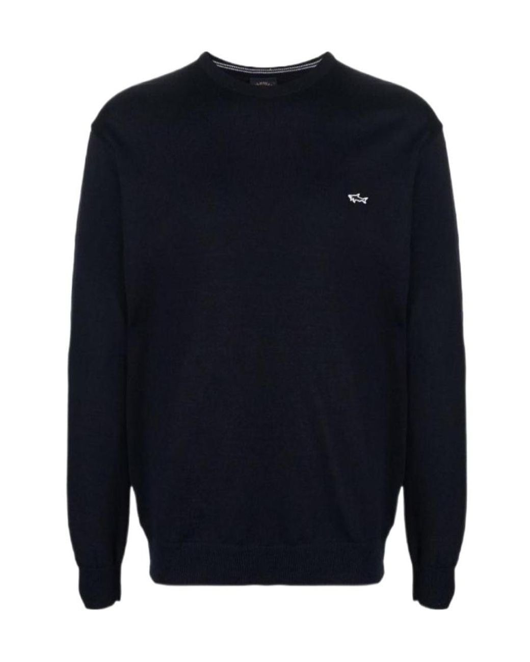 Paul & Shark Blue Embroidered Logo Virgin Wool Sweater for men