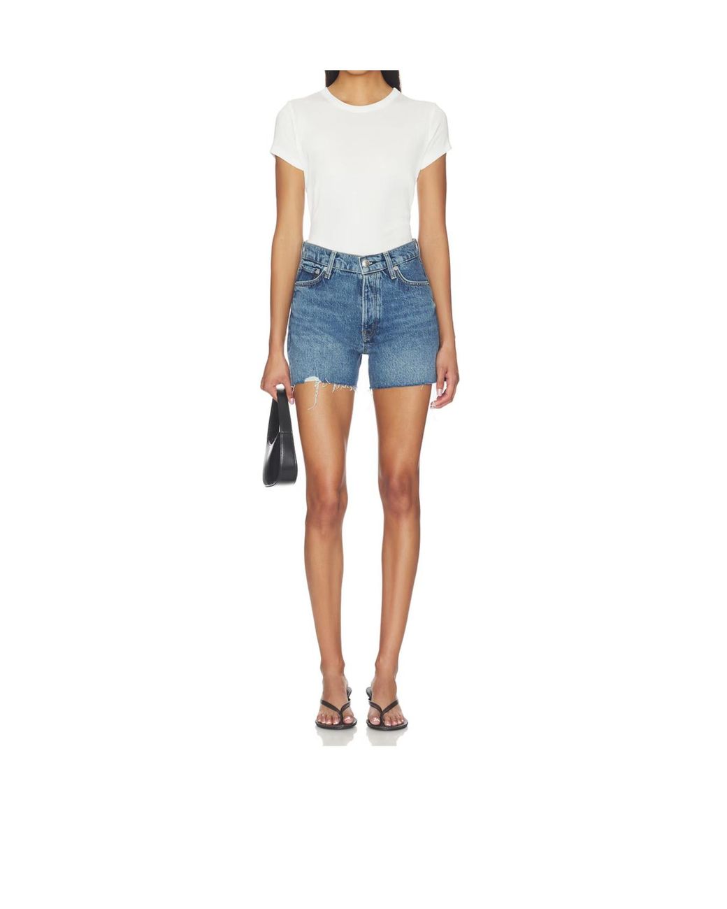 Rag & Bone Blue Frayed Denim Shorts