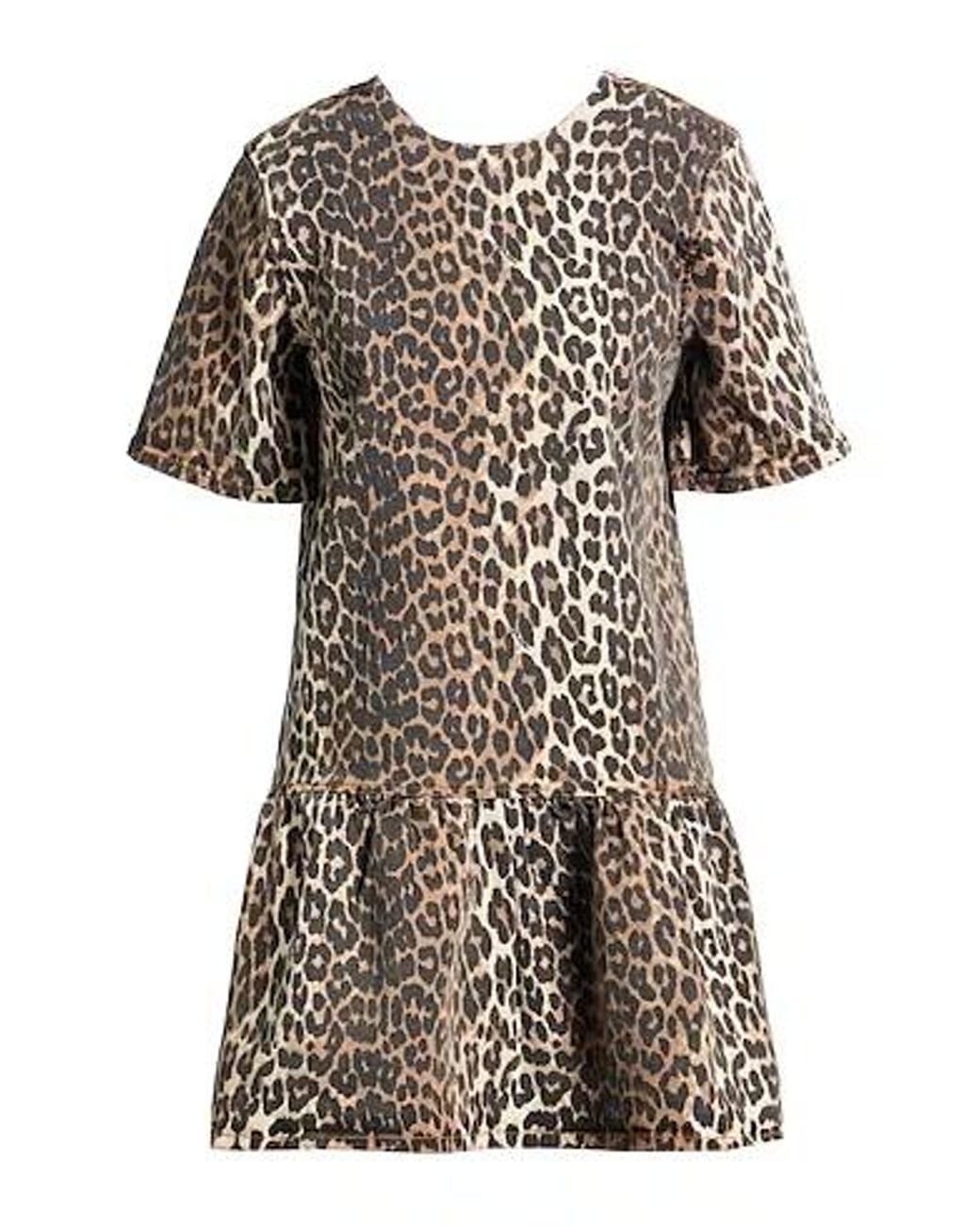 Ganni Multicolor Leopard Print Denim Dress