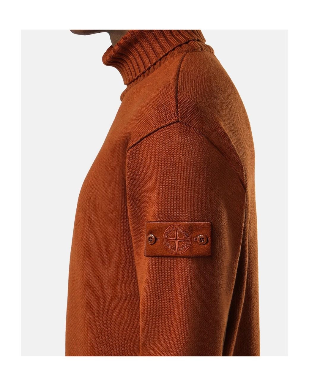 Stone Island Brown Regular-Fit Turtleneck Jumper With Ribbed Trims for men