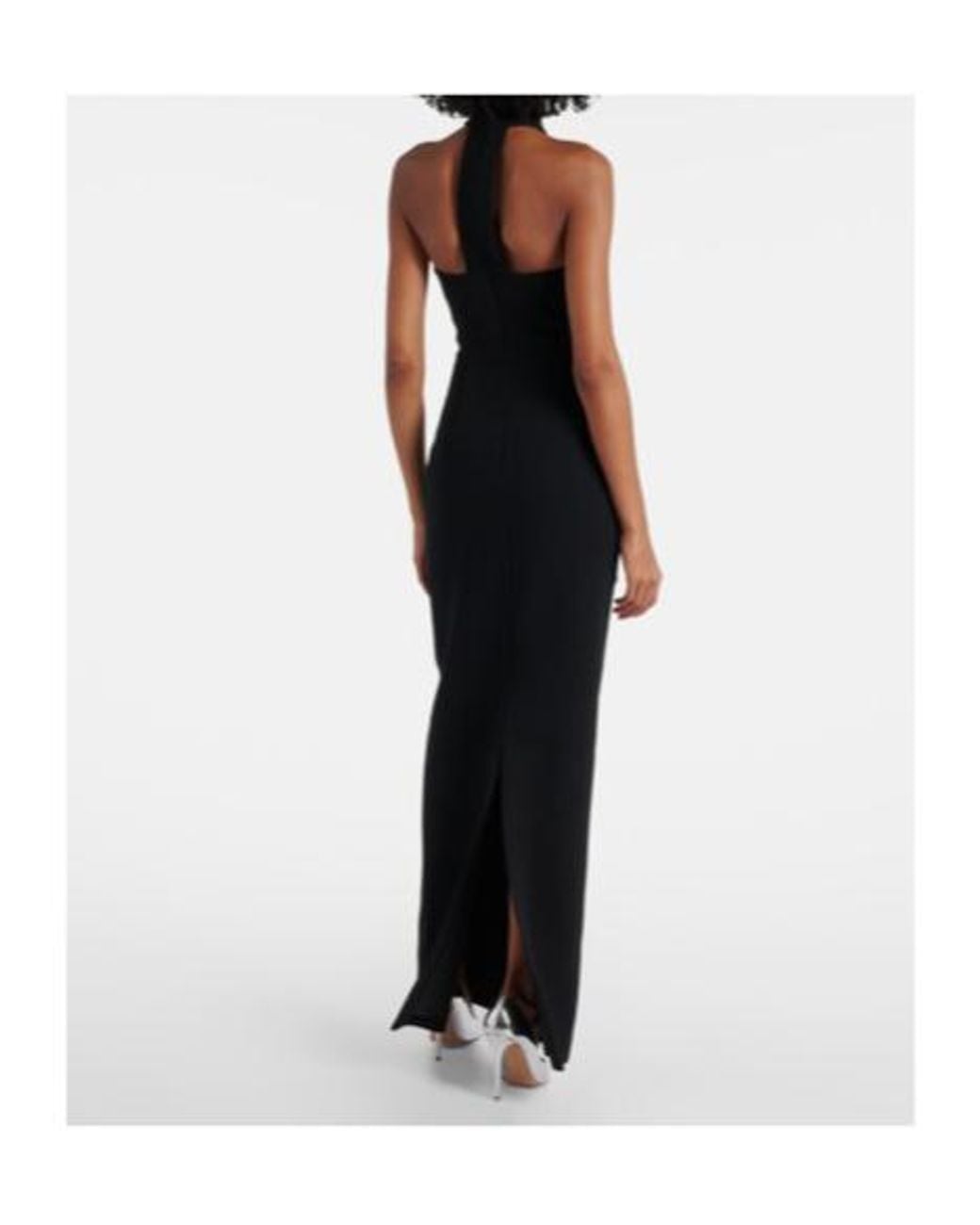 Rebecca Vallance Black Starlight Embellished Feather-Trimmed Gown