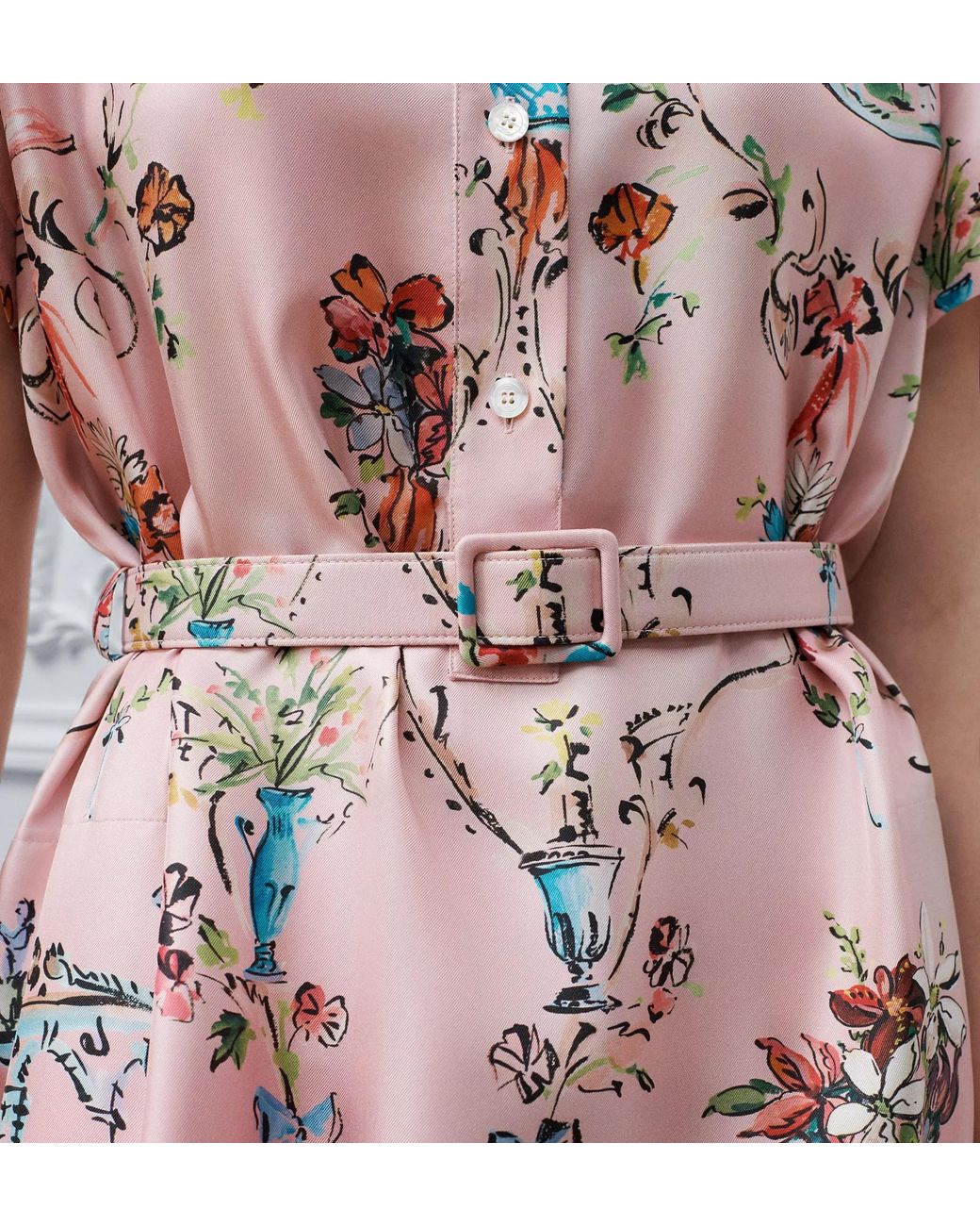 Dior Pink Iviera Long Belted Shirtdress