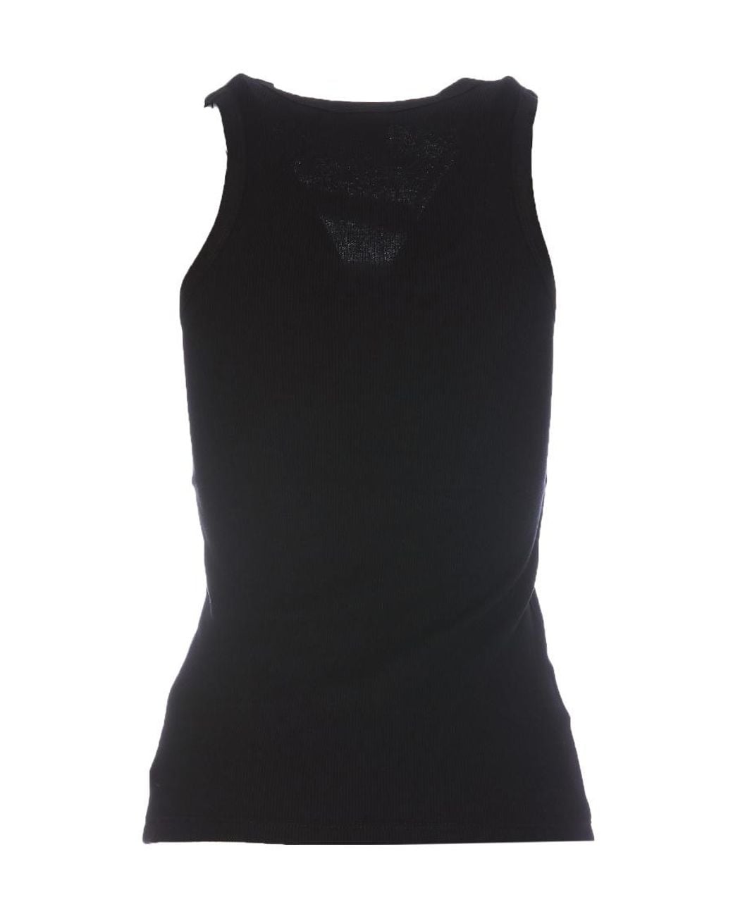Pinko Black Logo Plaque Ribbed Tank Top