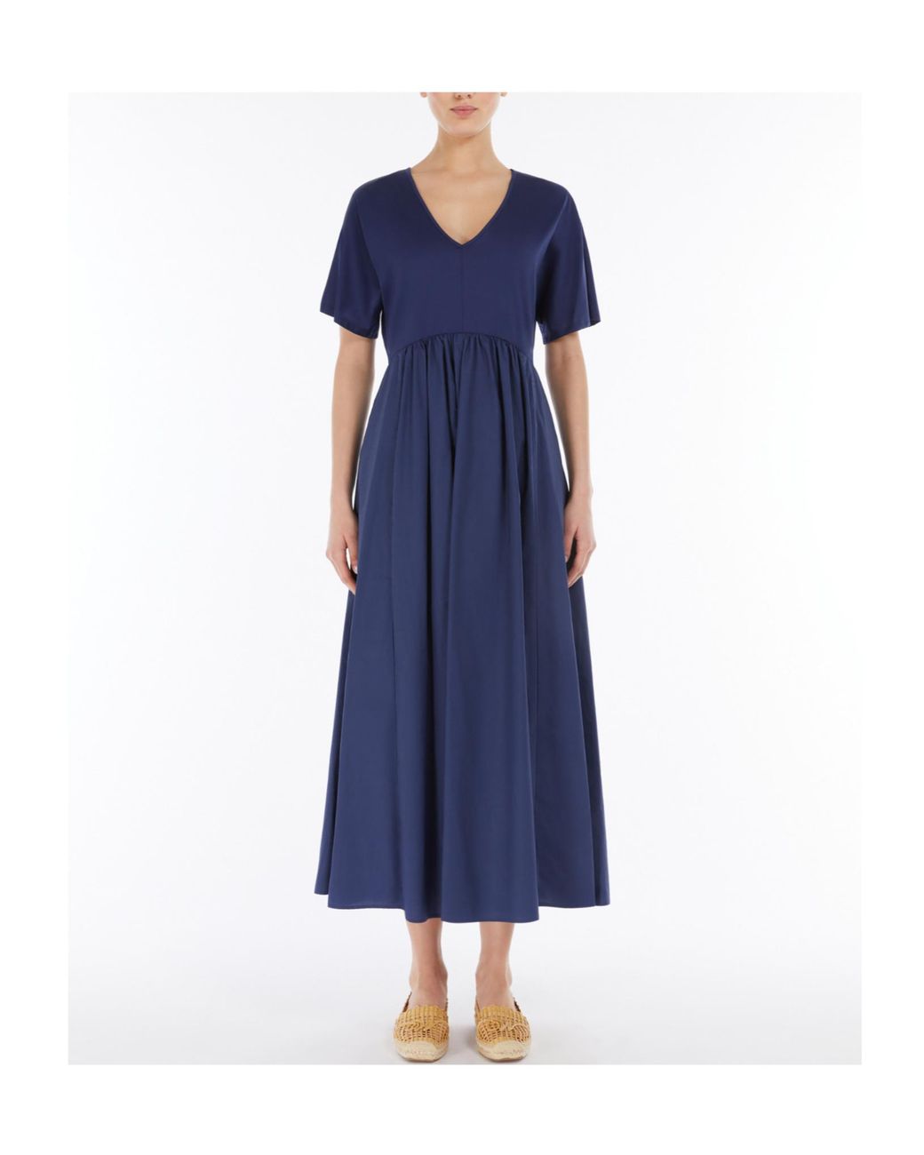 Weekend by Maxmara Blue Bronzo V-Neck Short-Sleeved Dress