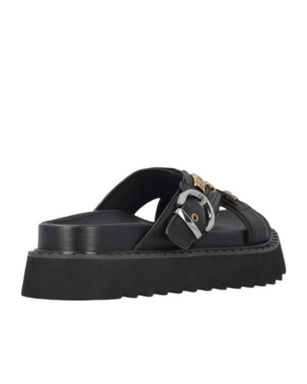 Pinko Black Logo Plaque Sandals