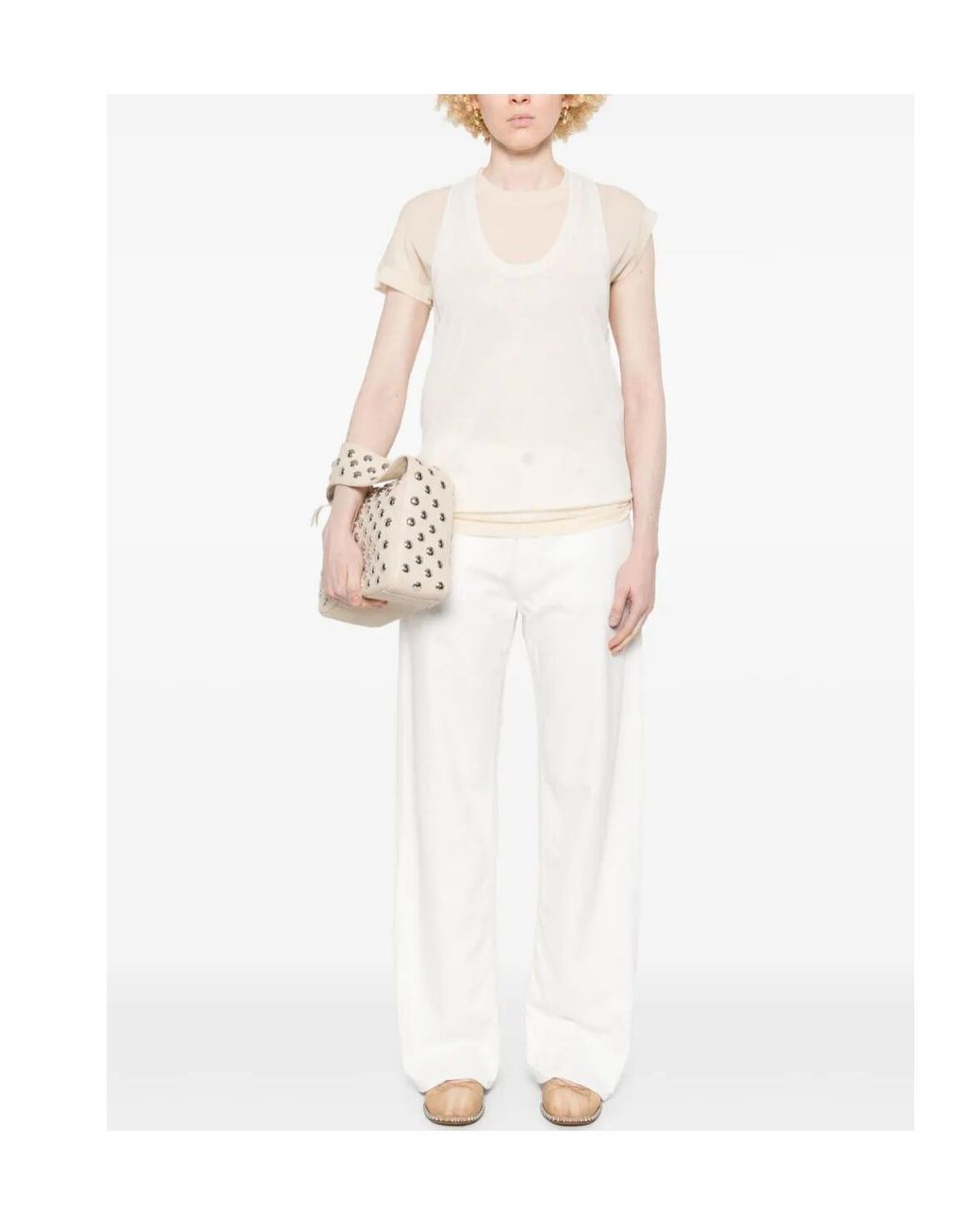 Pinko White Layered Knitted T-Shirt