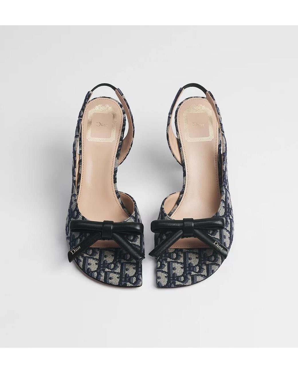 Dior Metallic Bow Heeled Slingback Sandal