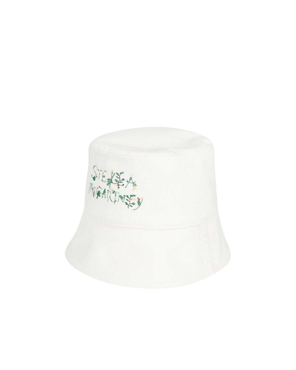 Stella McCartney White Logo Embroidered Bucket Hat