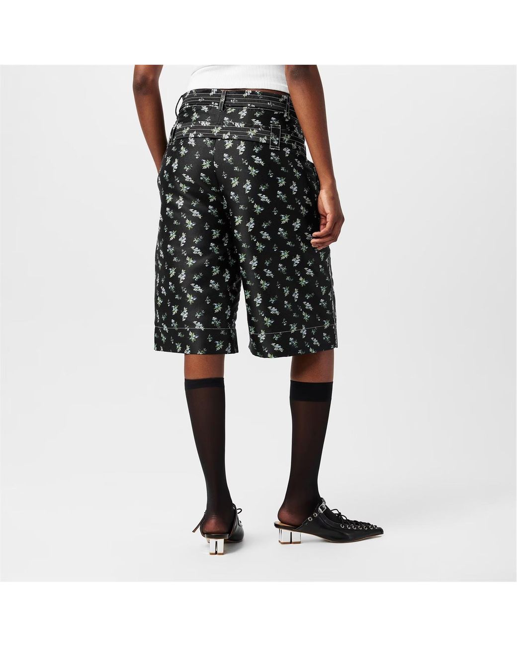 Ganni Black Jacquard Shorts