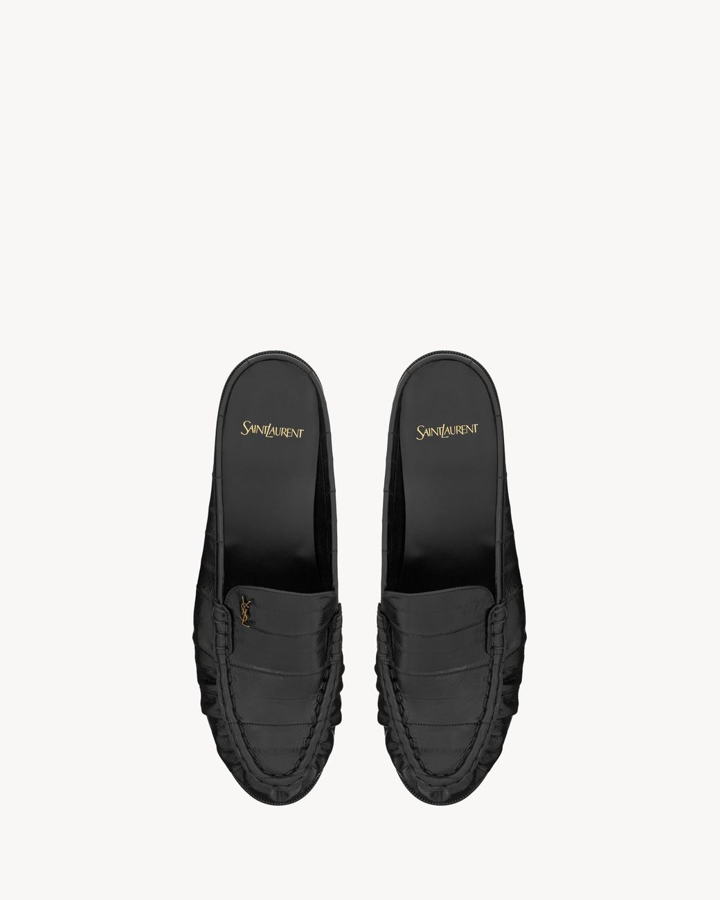 Saint Laurent Black Le Loafer Logo Plaque Slip-On Mules for men