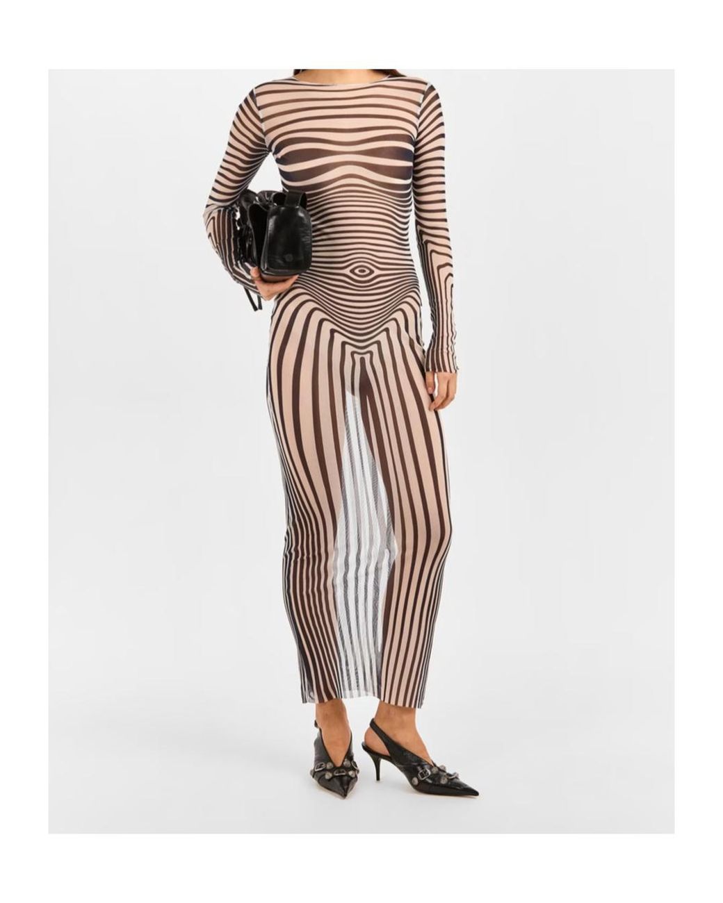 Jean Paul Gaultier Gray Striped Print Dress