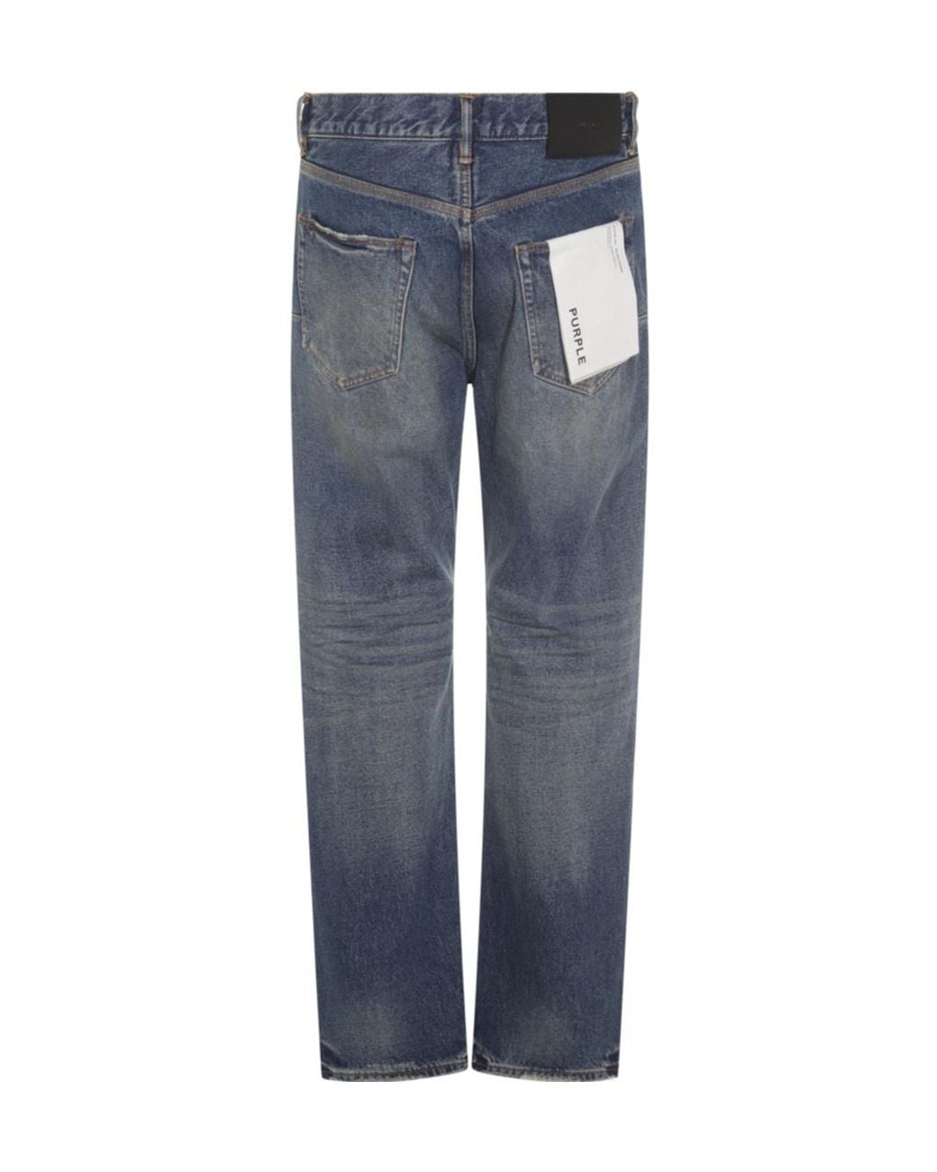 Purple Brand Blue Distressed Straight Leg Jeans for men