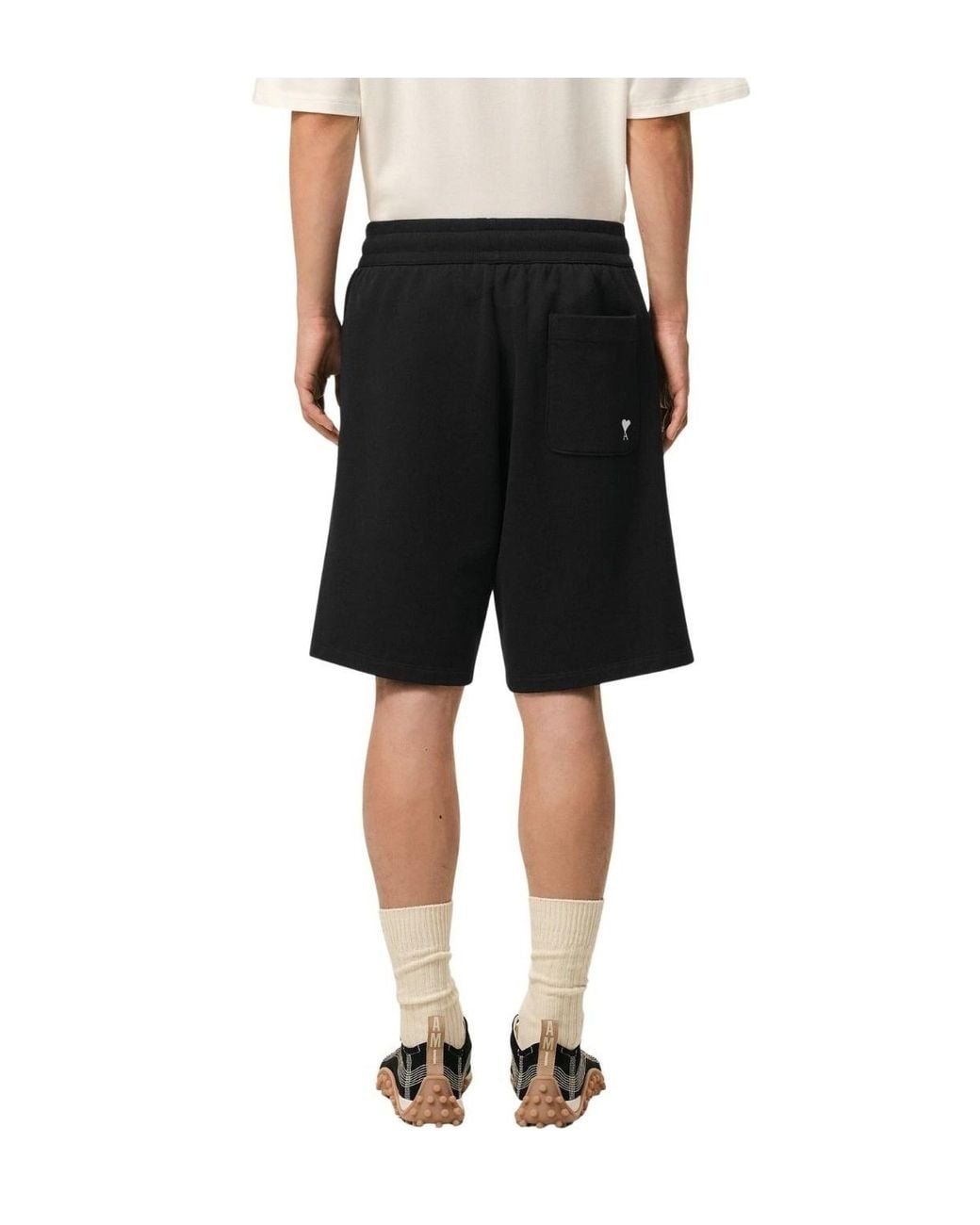 AMI Black Contrasted Track Short for men