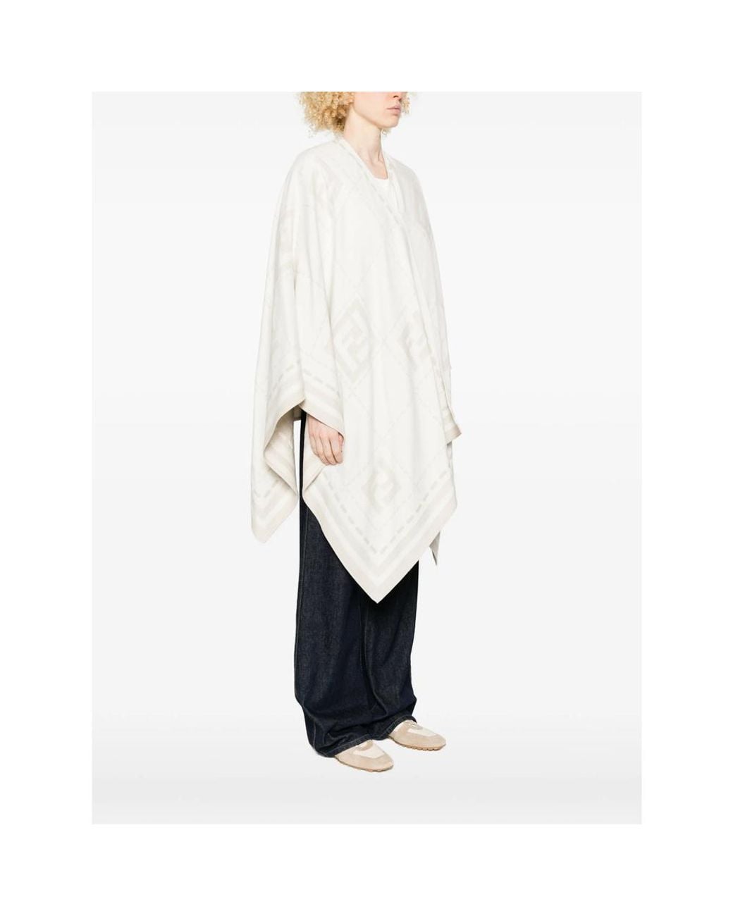 Fendi Multicolor Macro Check Embroidered Cape