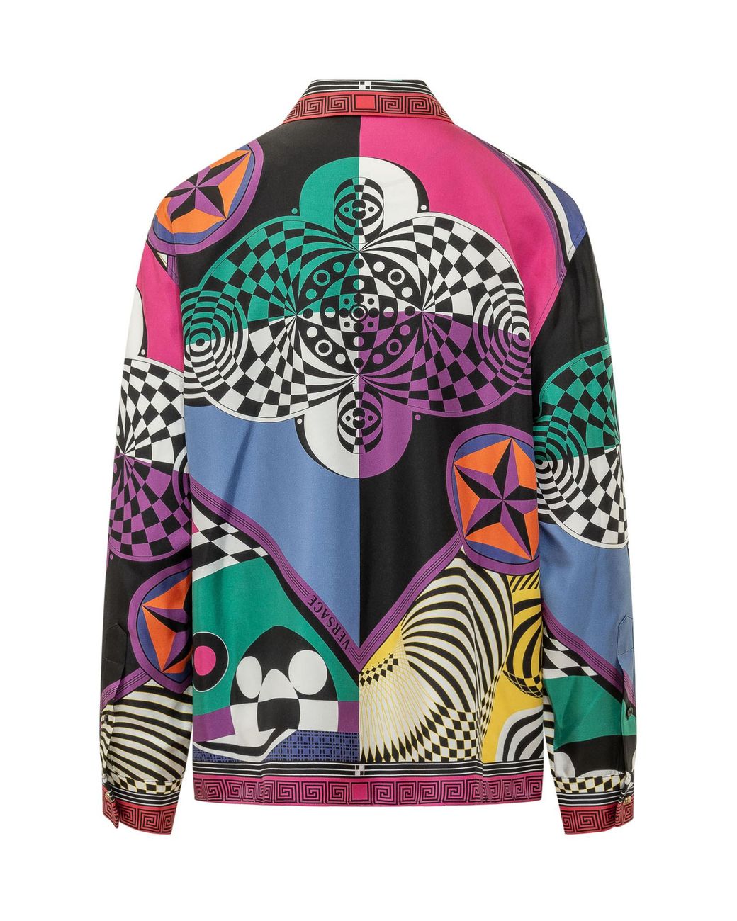 Versace Blue Pattern-Printed Long-Sleeved Shirt