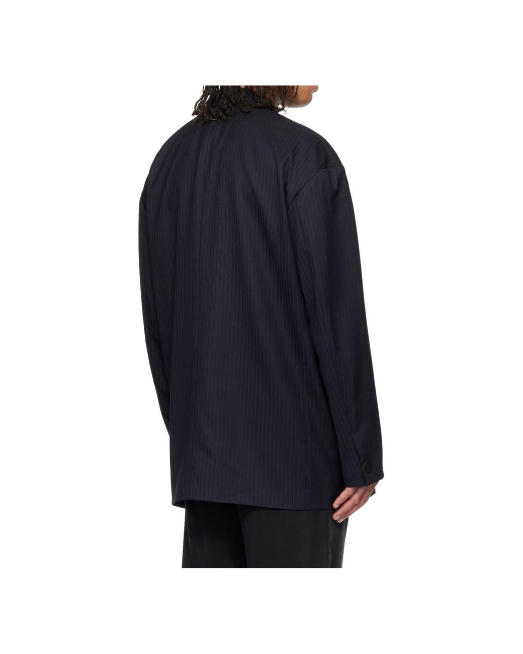 Wooyoungmi Blue Striped Single-Breasted Suit Jacket for men