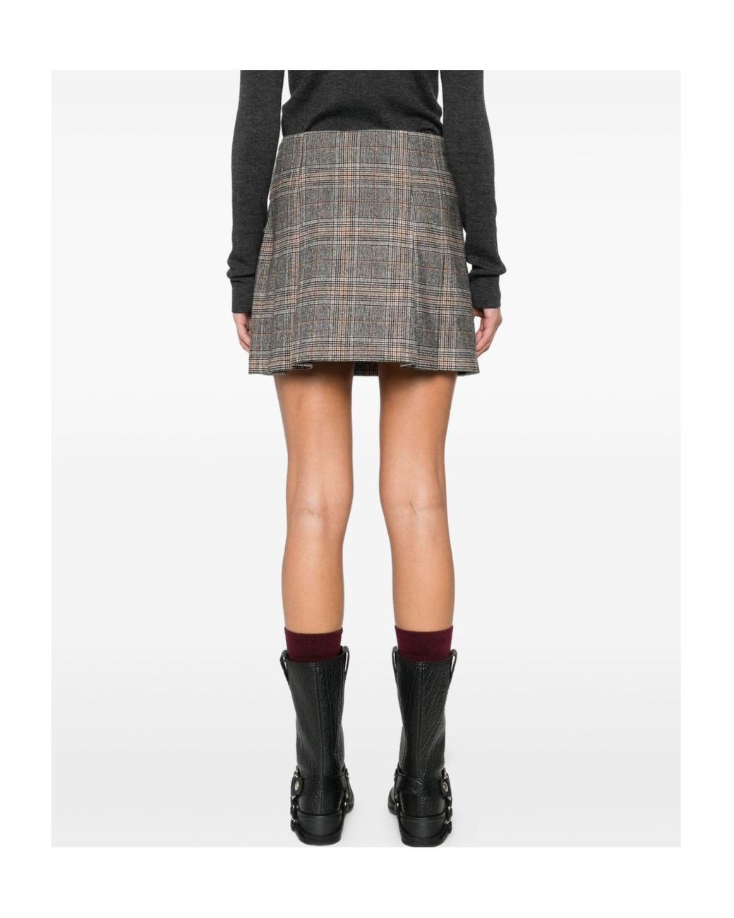 Pinko Gray Checked Wrapped Mini Skirt