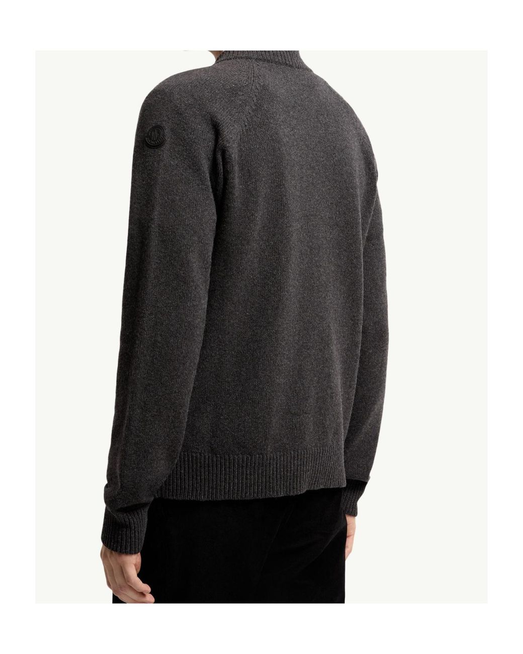 Moncler Black Bouclé Wool Cashmere Blend Zip Cardigan for men