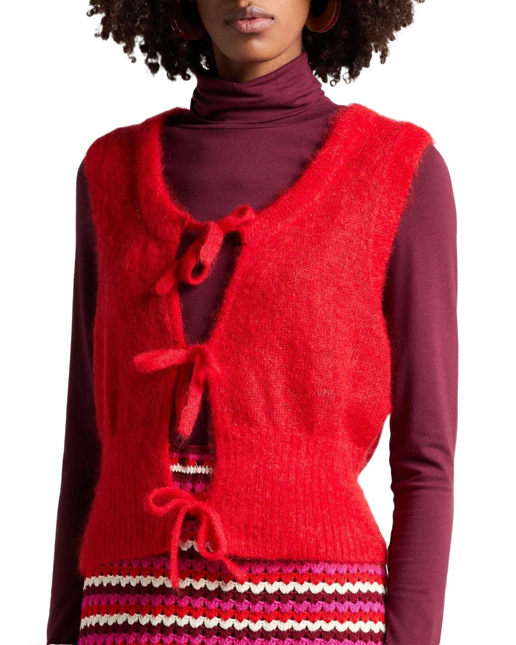 Ganni Pink Solid-Color Sleeveless Knitted Vest