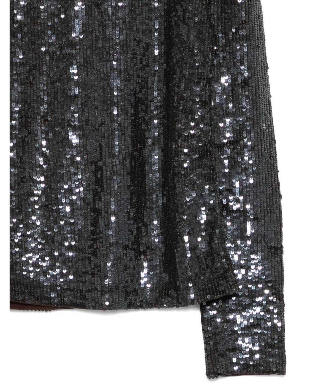 P.A.R.O.S.H. Black Sequin-Embellished Top