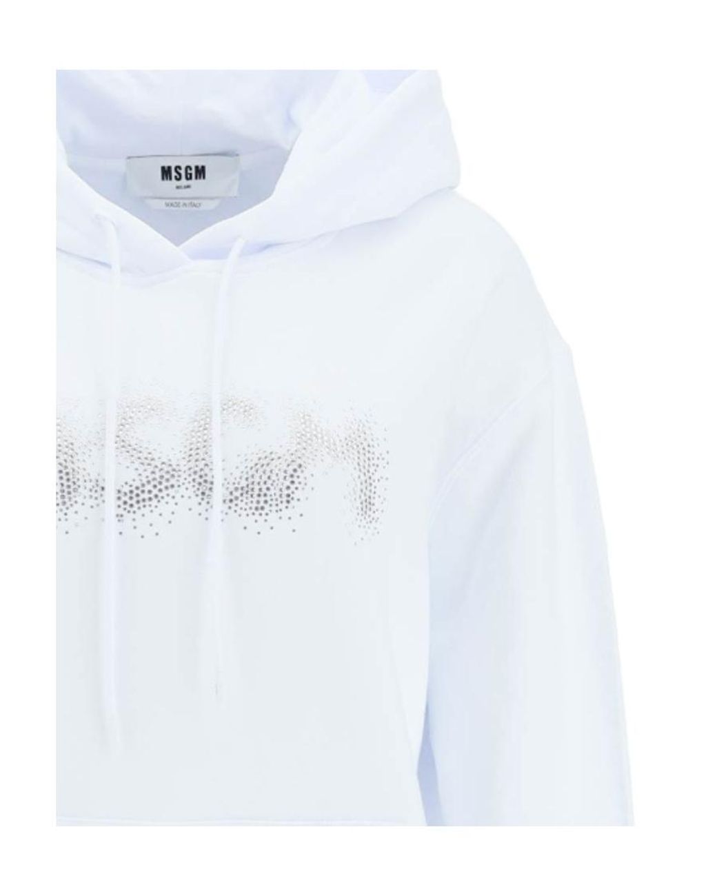 MSGM White Embellished Drawstring Hoodie