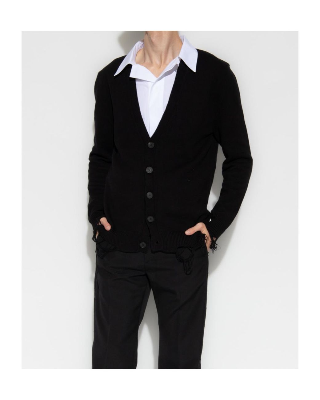 Givenchy Black Logo Embroidered V-Neck Buttoned Cardigan for men