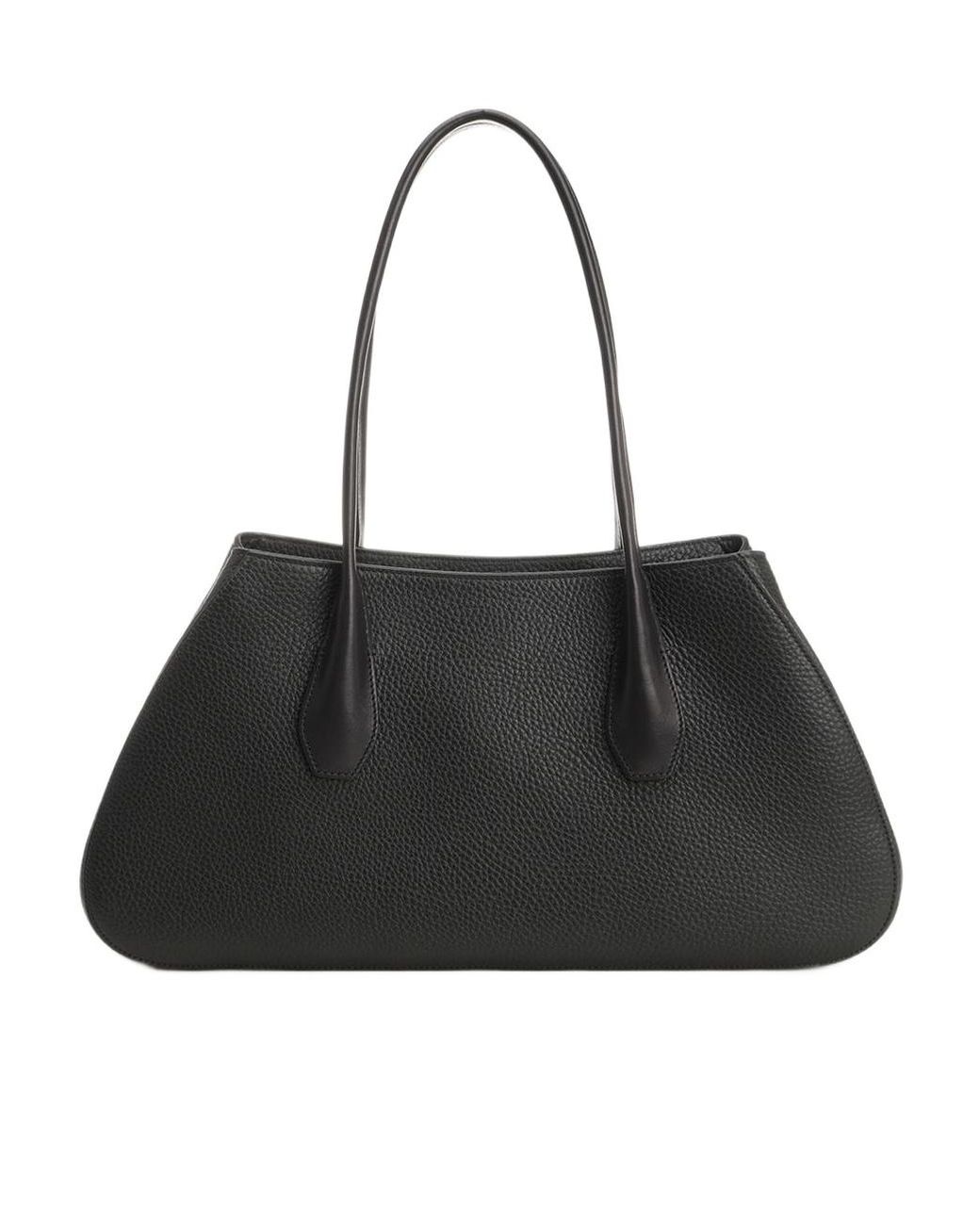 The Row Black Alger Stitch Detailed Shoulder Bag