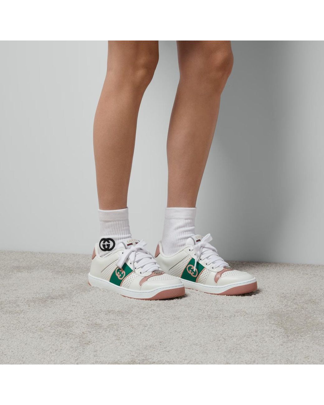 Gucci Green Screener Low-Top Sneakers