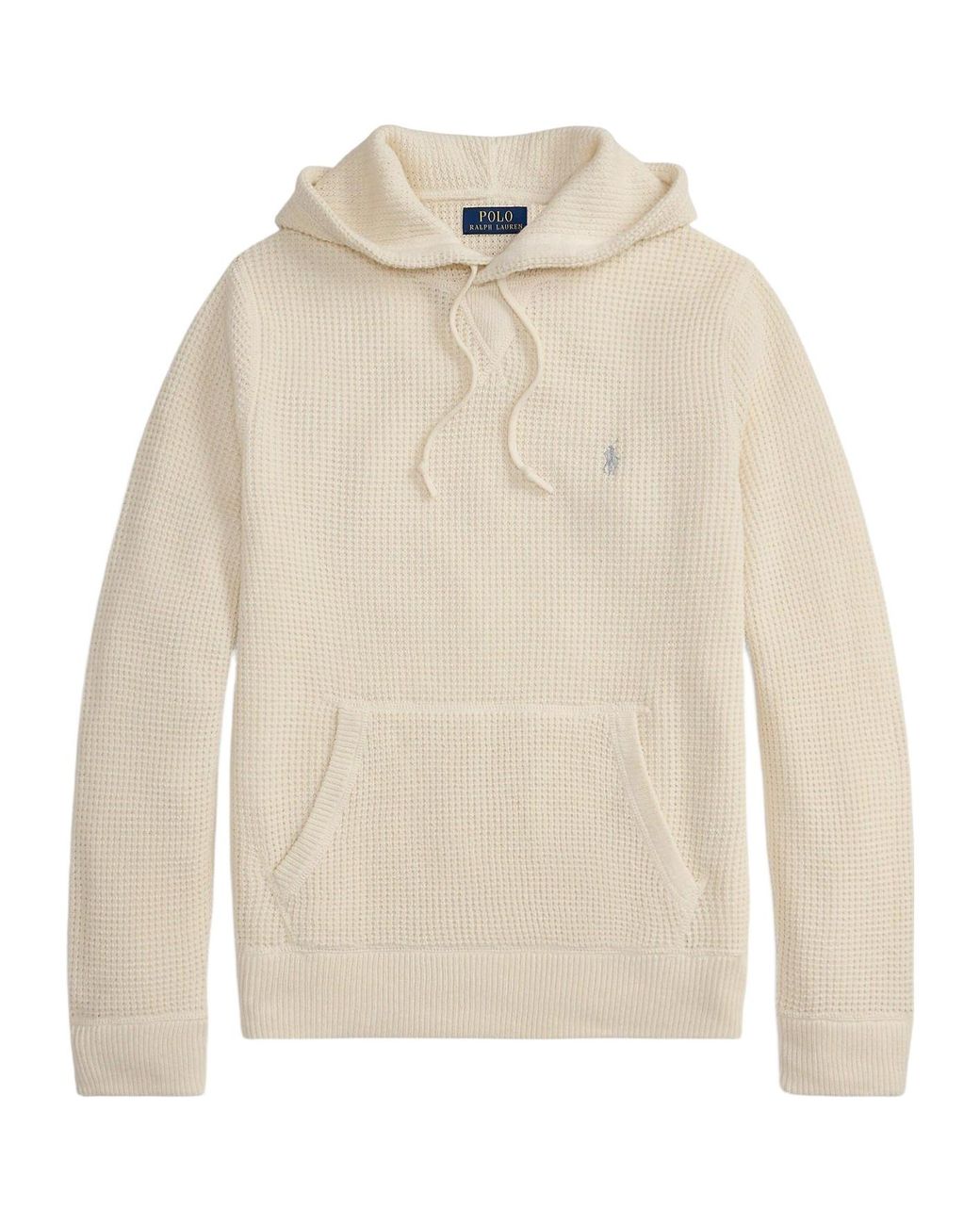 Polo Ralph Lauren White Overhead Cotton Wool Knitted Hoodie for men