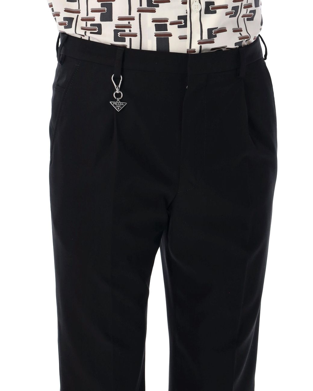 Prada Black Pleat-Detailed Tailored Trousers for men