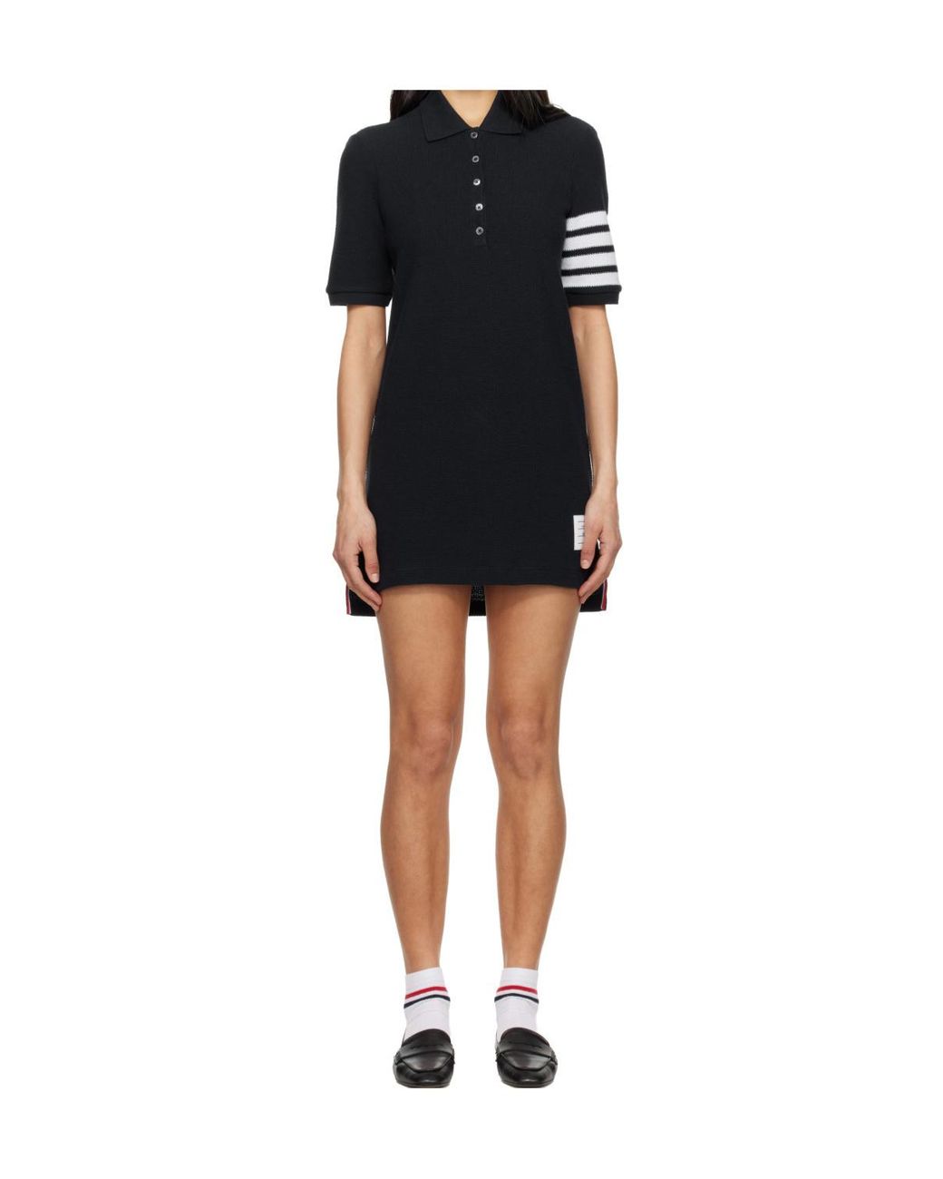 Thom Browne Black Patch Detail 4-Bar Mini Polo Dress