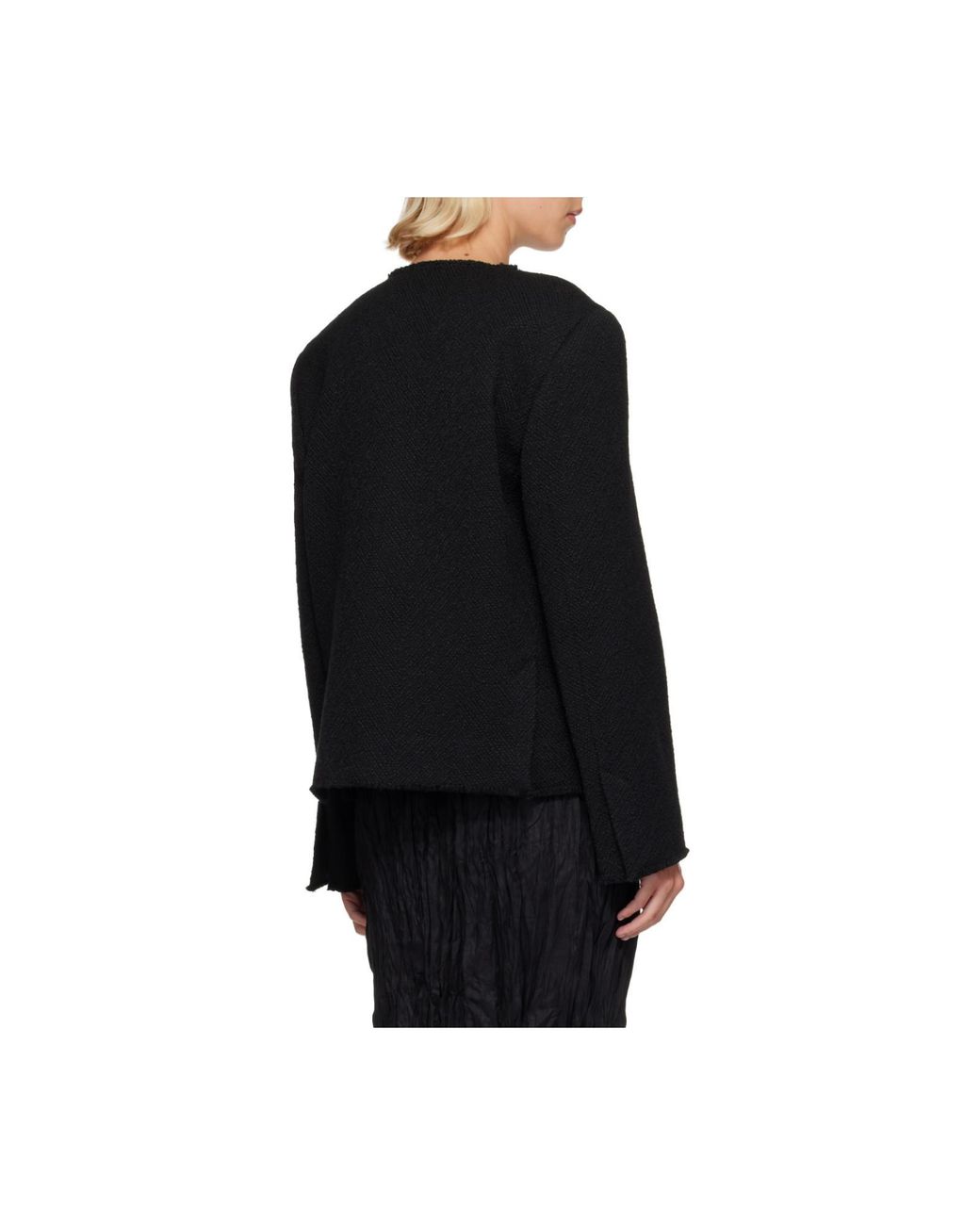 Totême Black Open-Front Bouclé Blazer