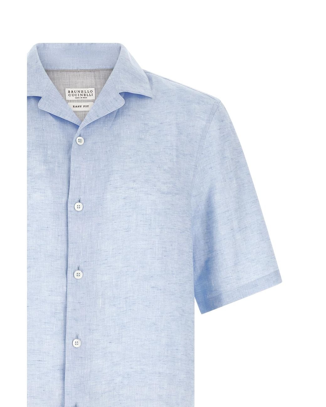 Brunello Cucinelli Blue Short-Sleeved Button-Up Shirt for men