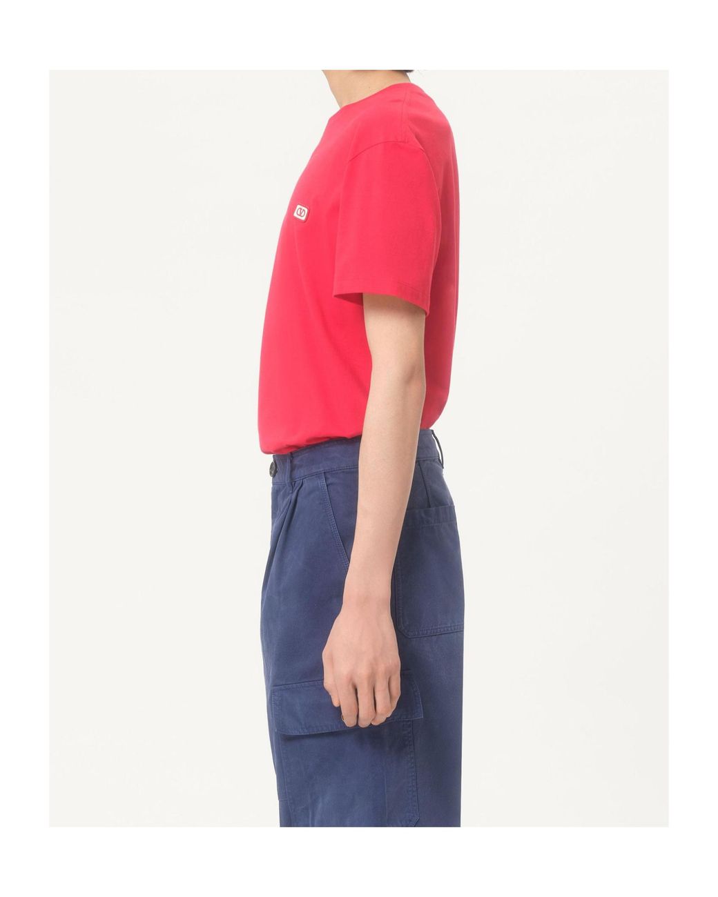 Valentino Pink Vlogo Embroidered Crewneck T-Shirt for men