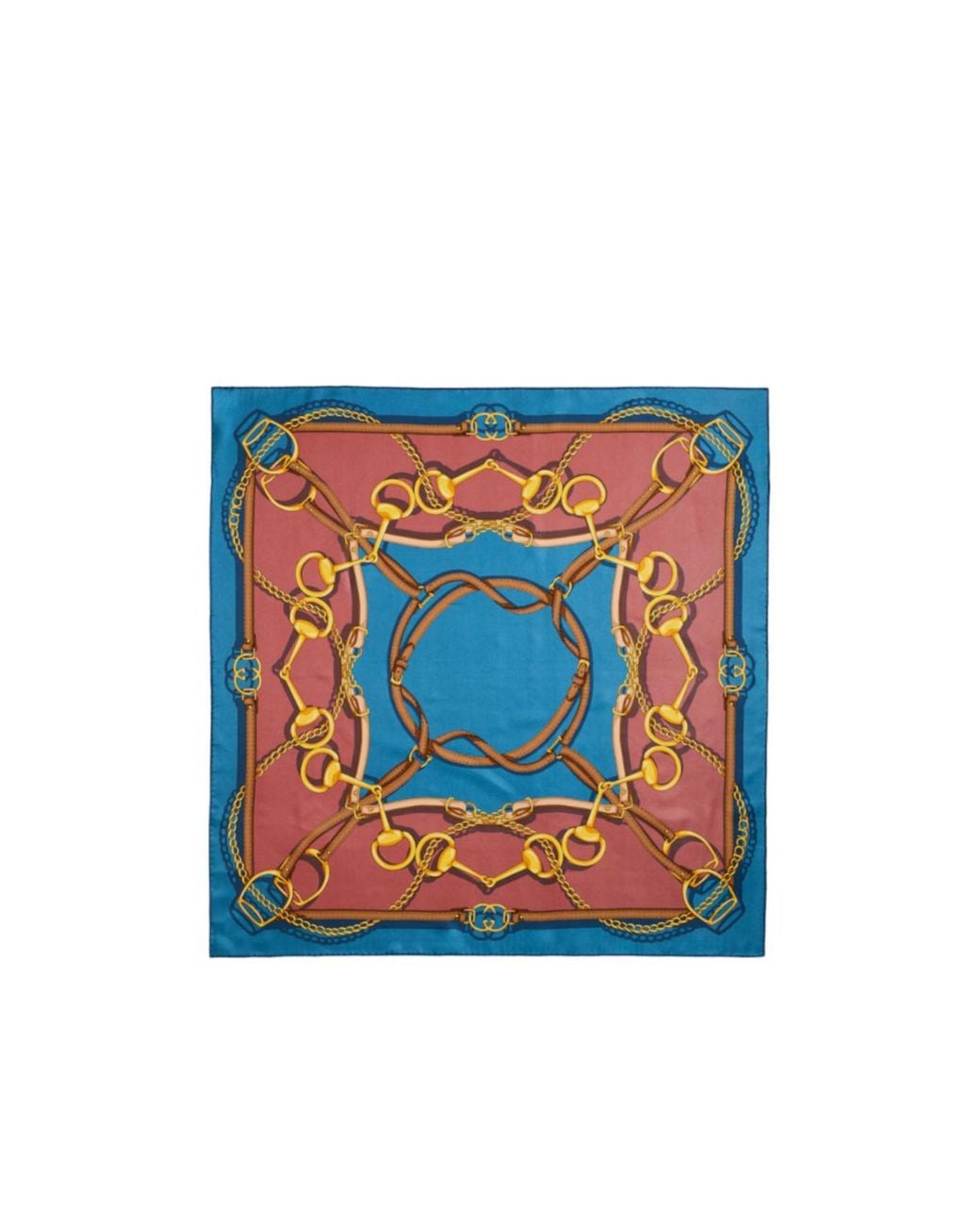 Gucci Blue Reversible Printed Silk Twill Carre
