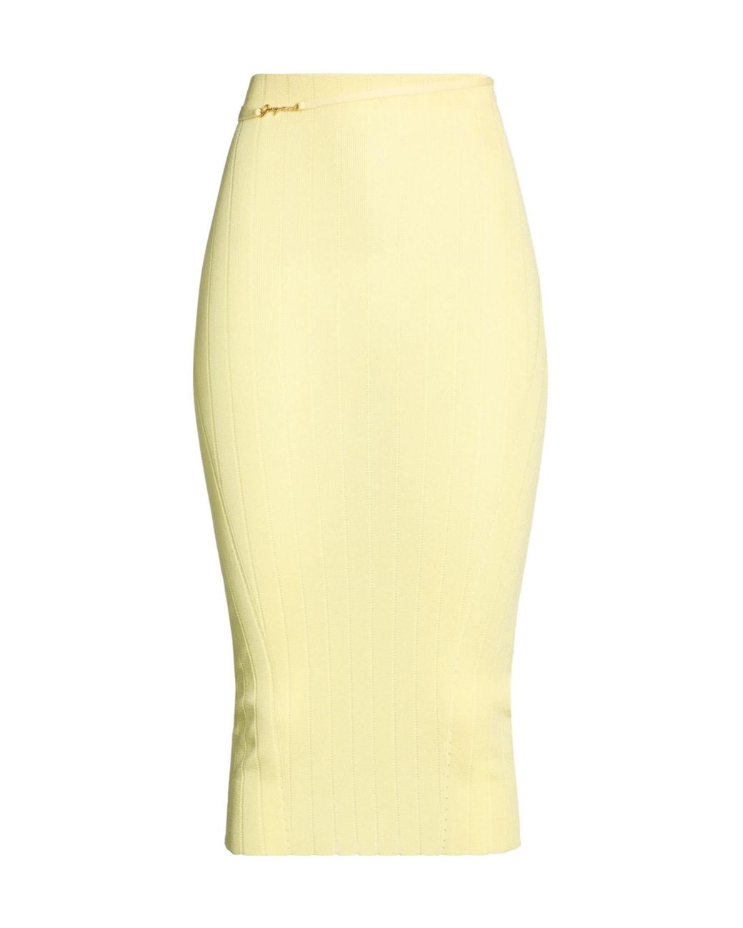 Jacquemus Yellow Solid-Colored Knit Midi Skirt