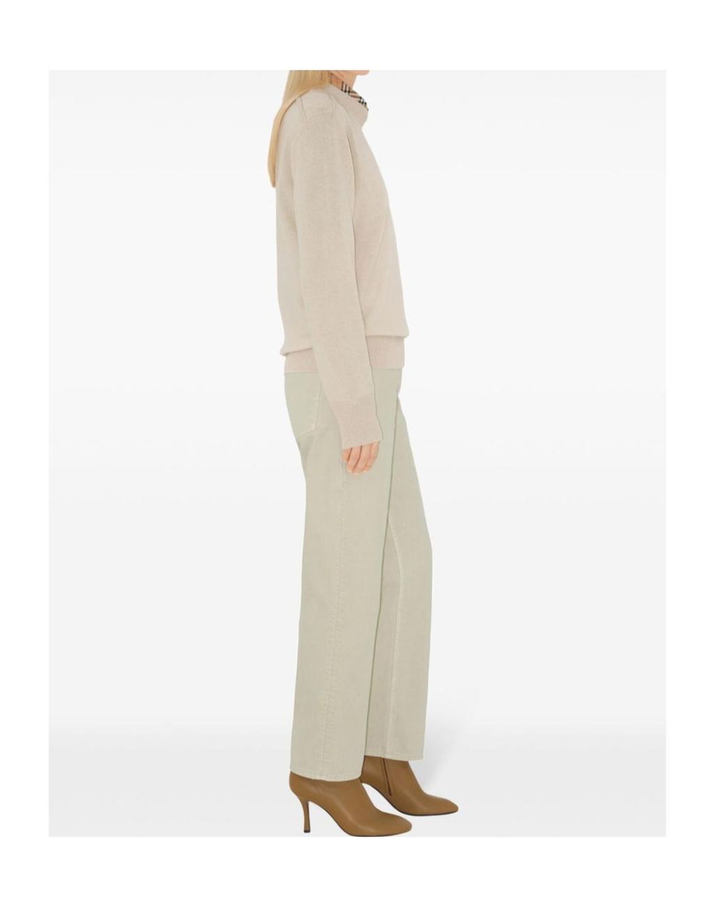 Burberry Natural Checked Knitted Crewneck Jumper