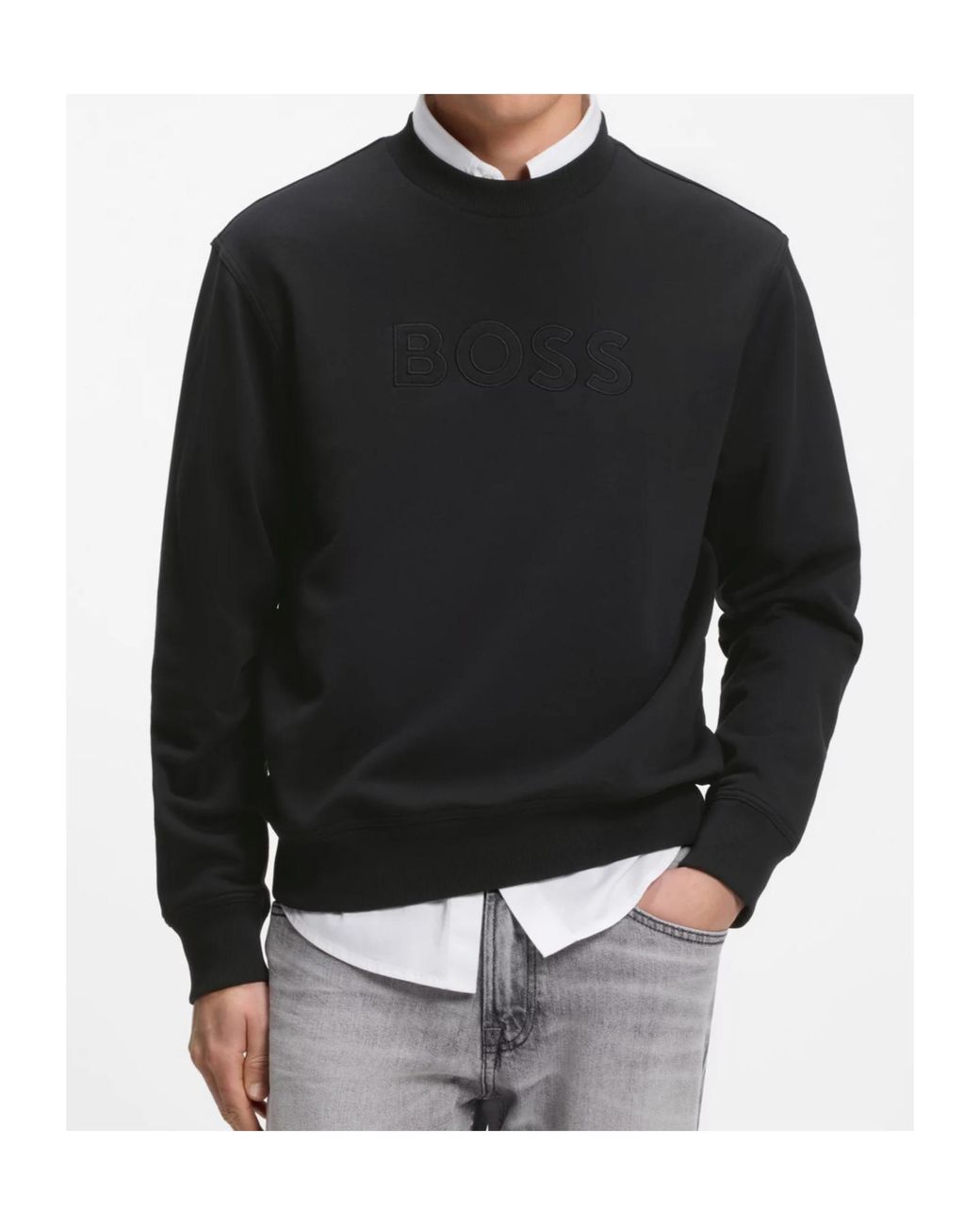 Boss Black Boss Logo Embroidered Crewneck Sweatshirt for men