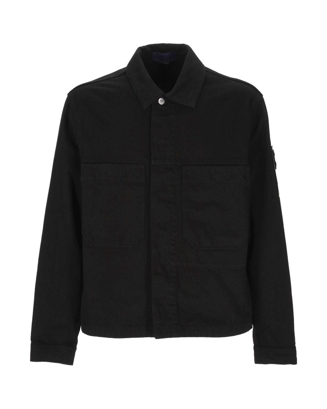 Stone Island Black Button Detailed Denim Jacket for men