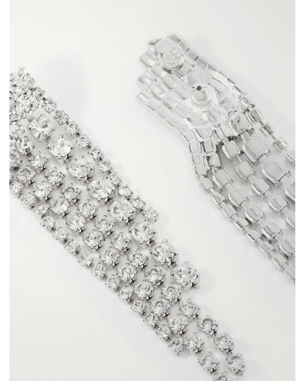 Jennifer Behr White Crystal-Embellished Rhodium-Plated-Tone Metal Earrings