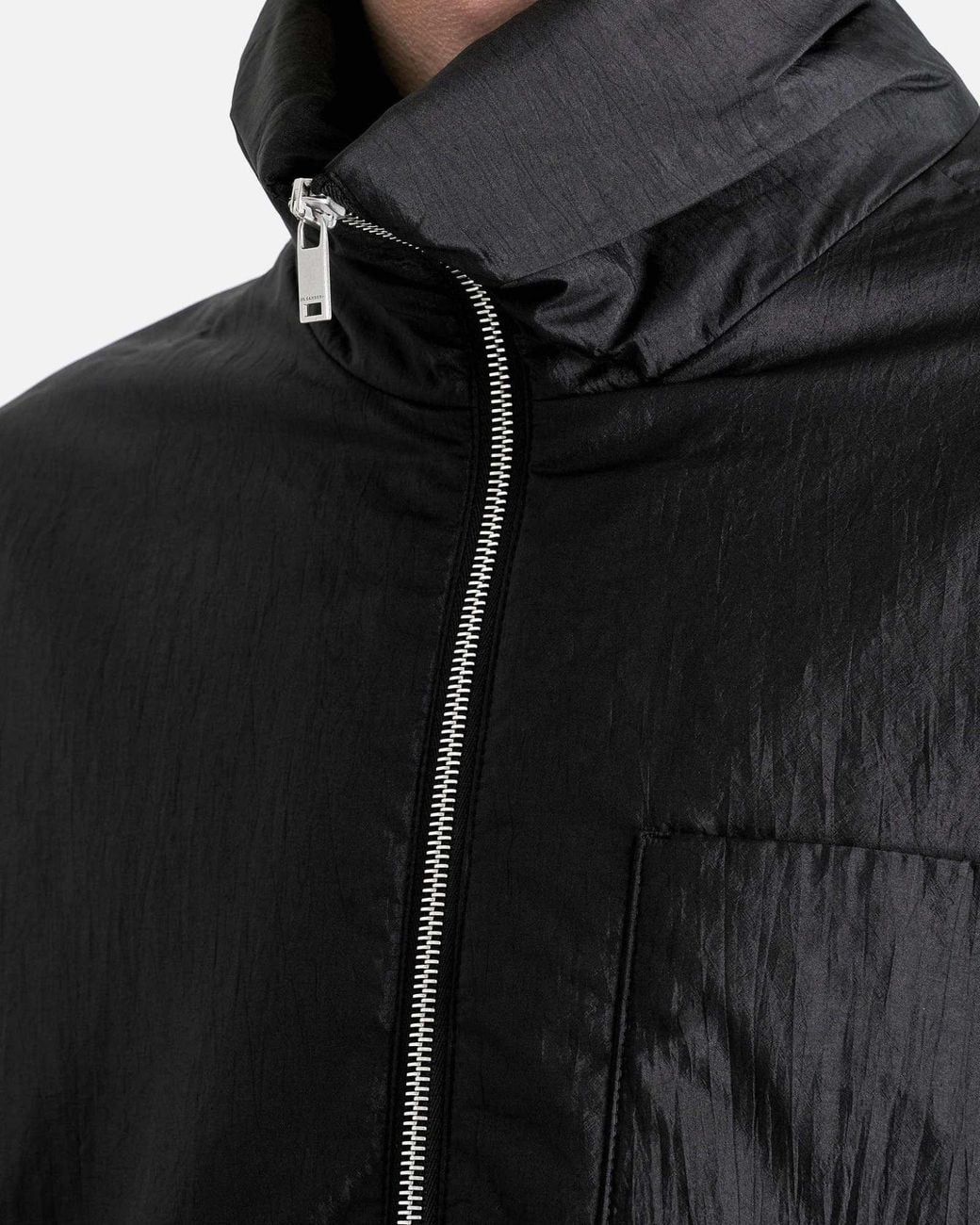 Jil Sander Black Half Front Zip Padded Shirt for men
