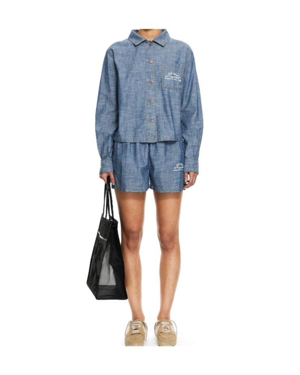 Off-White c/o Virgil Abloh Blue Chambray Denim Pyjama Shirt