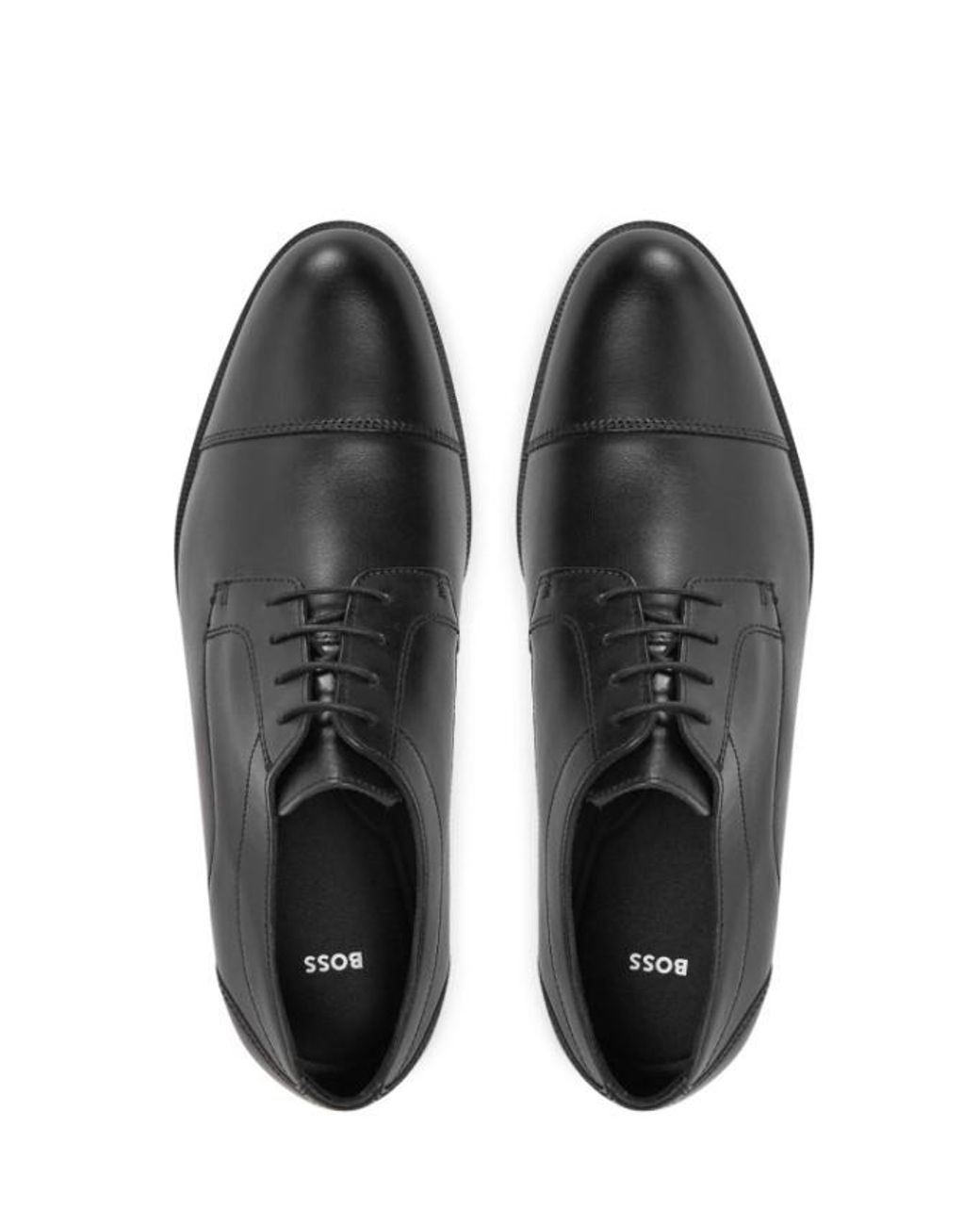 Boss Black Leather Derby Shoes for men
