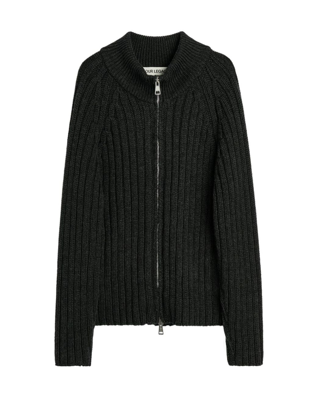Our Legacy Black Ultra Zip Funnel Knitted Sweater for men