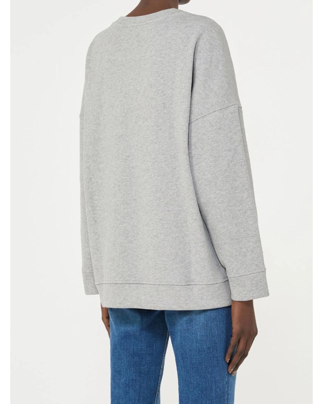 Weekend by Maxmara Gray Gommoso Logo Flocked Crewneck Sweatshirt